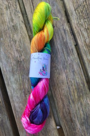 Rich Pinkbow on Tencel sock yarn