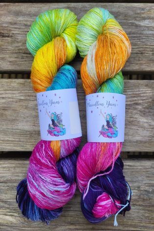 Pink Rainbow on bamboo fingering yarn